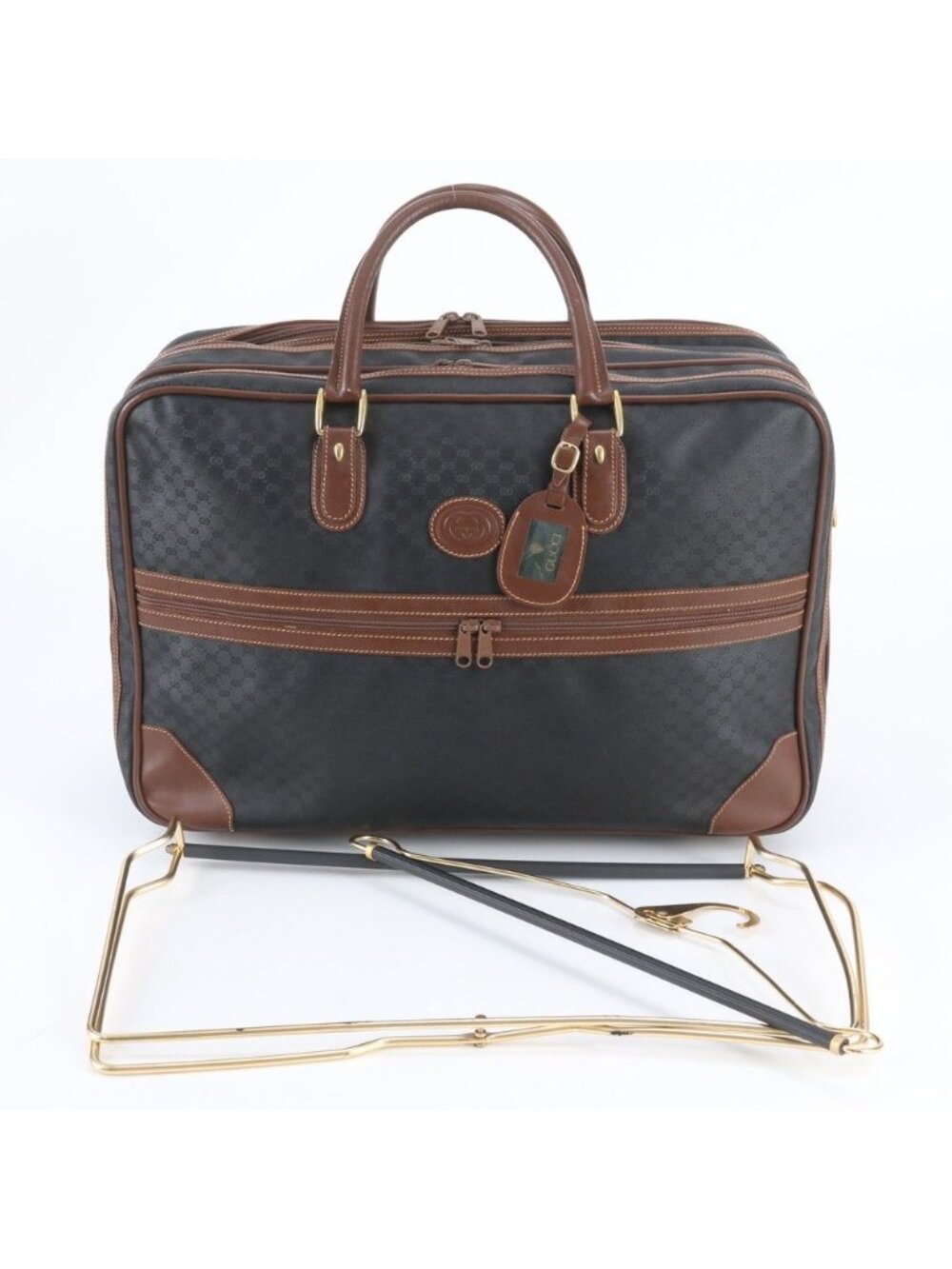 Gucci Micro GG 012 39 Leather Canvas Boston Bag Tote Carry